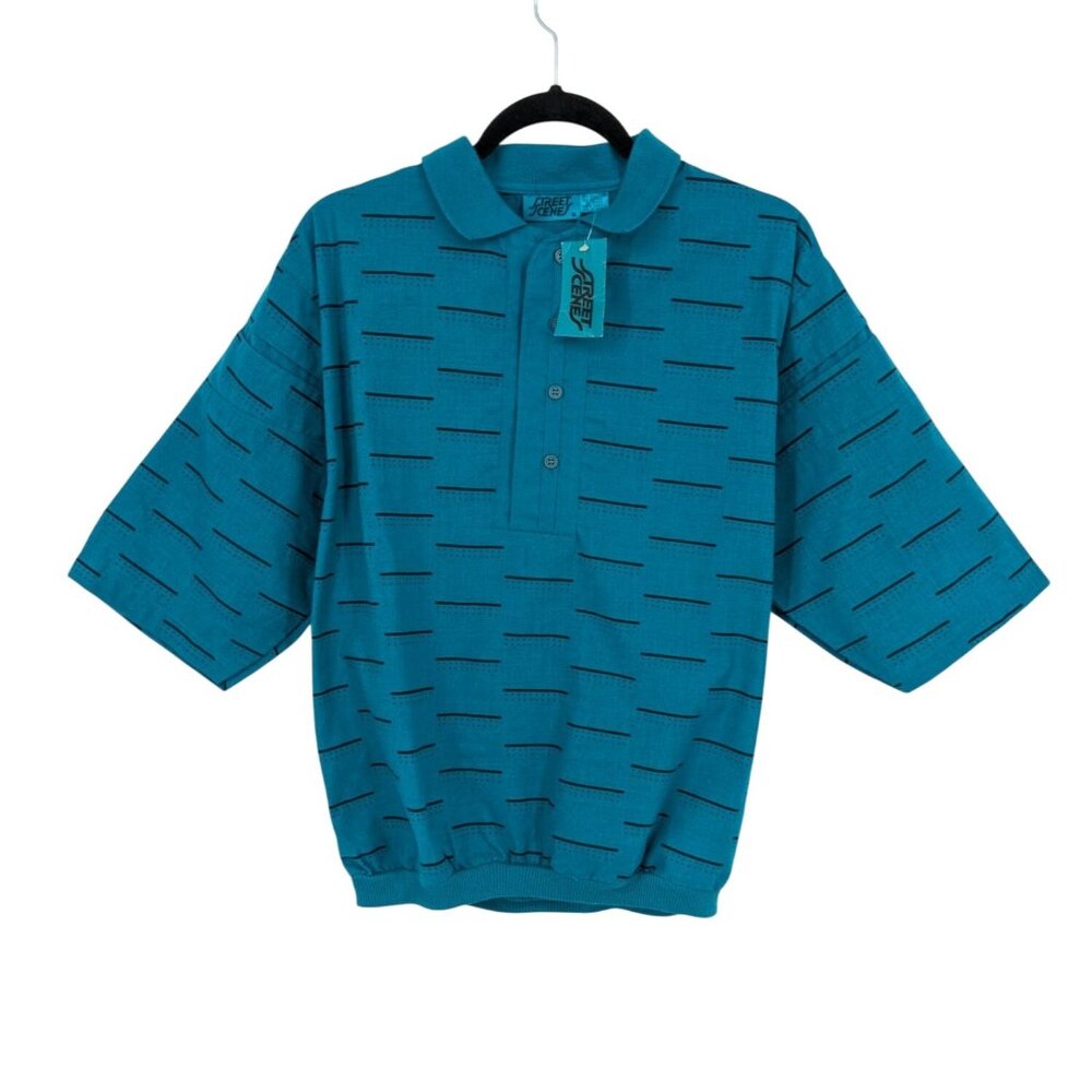 Vintage 90s Polo Shirt Short Sleeve Pullover Geometric Streetwear Skater Size M